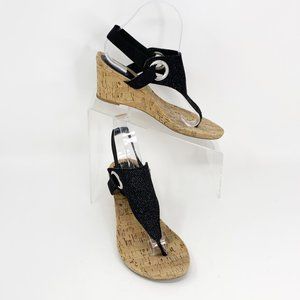 White Mountain Black Slingback Wedge Size 8